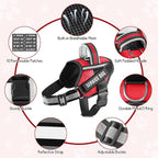 Service Dog Vest Harness and Leash Set, Animire in Training Dog Harness with 10 Dog Patches, Reflective Dog Leash with Soft Padded Handle for Small, Medium, Large, and Extra-Large Dogs (RED,XL)