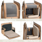 2-in-1 Stylish Dog Purse Carrier Soft-Sided Carriers Travel Tote Bag for Small Dogs Cats, Fashion Foldable Pet Bag for Puppies Small Animals with Pockets (Khaki, 15" L x 7.5" W x 12.2" H)