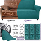 ZNSAYOTX Super Stretch Couch Cover Love Seat Sofa Covers for Living Room Dogs Pet Friendly Furniture Protector Spandex Loveseat Slipcovers with Anti Slip Foam Sticks (Peacock Teal, Loveseat)