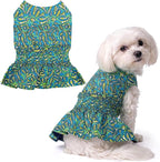 Parisian Pet Tribal Dog Dress - Summer Clothes for Small Dogs Girl - Ruched Waist Pet Dress - Stylish Printed Beach Dog Outfit - Lightweight Puppy Clothes - Sleeveless Dresses for Dogs