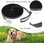 Hi Kiss Dog/Puppy Obedience Recall Training Agility Lead - 15ft 20ft 30ft 50ft 100ft Training Leash - Great for Training, Play, Camping, or Backyard(100ft,Black_White)