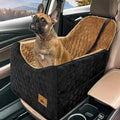 Dog Car Seat for Small/Medium Dogs, Memory Foam Dog Booster Seat, Travel Safety Per Car Seat with Washable Removable Cover, Storage Pockets for Dogs up to 35 lbs(BlackBrown)