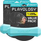 Playology Dog Toys | Squeaky Chew Stick for Dogs, Value 2-Pack | Peanut Butter Scented Medium Fetch Toy | Squeaky Dog Chew Toy