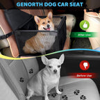 GENORTH Dog Car Seats for Small and Medium Dogs,Portable Puppy/Pet Car Booster Seat with Clip-On Leash and Mesh Window for Pet Up to 20 lbs