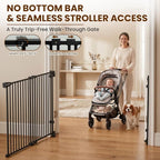 Mumeasy 30" Tall Baby Gate for Stairs, 36.2-55.1" Expandable Hardware Mounted (Drill Needed), Removable No Bottom Bar Dog Gate, Auto Close Wide Walk Thru Safety Gate for Doorways, Pets& Toddlers,Black
