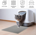 Cat Litter Mat - 24x15-Inch Waterproof Litter Box Mat with Dual-Layer Honeycomb Design for Trapping Litter - Slip-Resistant Cat Mat by PETMAKER (Gray)