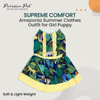 Parisian Pet Amazonia Dog Dress - Summer Clothes for Large Dogs Girl - Tropical Pet Dress - Beach Dog Outfit - Lightweight Puppy Clothes - Jungle Print Dresses for Dogs - Female Dog Apparel
