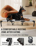 Elevated Dog Bed with Heavy-Duty Steel Frame, Breathable Mesh Cooling Surface, Easy to Clean, Portable Raised Dog Cot for Indoor & Outdoor Use,49x32x8 InchesGrey Dog Bed,Size L.
