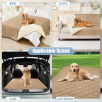 Smiry Waterproof Reversible Pet Couch Covers for Dogs | Pet Friendly, Soft Fabric, Washable Sofa Furniture Protector for Dogs Cat Kids, Checkered (40"x40", Camel/Beige)