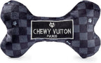 Haute Diggity Dog Chewy Vuiton Bone Plush Squeaky Dog Toy, Soft Durable Designer-Inspired Stuffed Puppy Chew Toys for Small, Medium & Large Dogs, Machine-Washable (Black Checker) XL