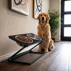 Elevated Dog Bowl, Adjustable Height and Tilt Angle Dog Bowl Stand | Precisely Adjust Height And Tilt Angle, Easy To Clean, Equipped With 2 Stainless Steel Food Bowls, Sturdy And Durable.