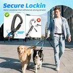 Hands Free Leash for 2 Large Dogs, No Tangle Waist Walking Bungee Leash, 6-8 FT Double Dog Leashes(50-150 lbs)