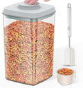 LEAWALK 4.2Qt Airtight Dog Cat Food Storage Container and Dog Treat Containers BPA-Free, PET Clear Stackable Pet Storage Bin, 1 Cup Scoop, 1 Sponge cleaning brush, Pop Top, With handle -1Pack