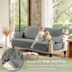 Boho Gray Quilted Recliner Covers, Water-Repellent Recliner Slipcovers, Lazy Boy Chair Covers, Pet Friendly Recliner Cover for Dogs Cats, Washable Furniture Protector (Recliner 22", Gray)
