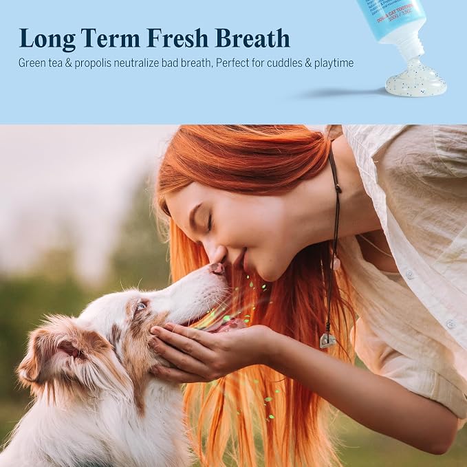 FlyDog Fresh Kiss Remineralizing Toothpaste for Dogs & Cats, Vet Approved Nano-Hydroxyapatite Dog Toothpaste - Rebuild Enamel, Remove Tartar & Plaque, Freshen Breath, Plant-Based 3.5oz (Peanut Butter)