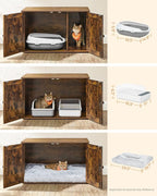 Feandrea Cat Litter Box Enclosure, Litter Box Furniture Hidden with Removable Divider, Indoor Cat House, End Table, 31.5 x 20.9 x 19.7 Inches, Rustic Brown UPCL002X01