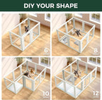 FXW AuraSpace Clear Acrylic Indoor Dog Playpen, 30" H, 8 Panels, White | Open View, Modern Home Fit, No Climbing Bars, Tool-Free Setup, For Small & Medium Dogs