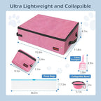 Portable Cat Travel Litter Box. Zipped Lid, Collapsible Litter Box for Cats. No Leakage, No Smell. Easy to Carry. Used for Hotels, Camping, Car (Pink,M)