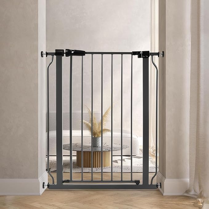 BalanceFrom Easy Walk-Thru Baby Safety Gate, Fits 29.1" to 33.8" Openings | with Hold-Open and Auto-Close – Adjustable Steel Barrier for Stairs, Doorways, and Hallways, No Drilling Installation
