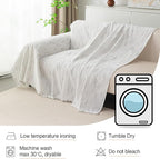 MYSKY HOME Couch Covers for 3 Cushion Couch Sofa, Sectional Couch Cover L Shape Chenille Couch Cushion Covers for Pets, Furniture Protector Cover for Dogs, Kids, 71"X150", White