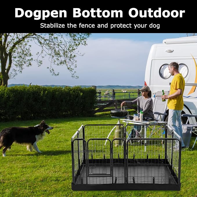 PJYuCien Square Playpen Bottom Pad for 24'' Width 8 Panel Pen, Black | Protect Floor, Easy to Move and Clean, Perfect for Puppy, Duck, and Other Small Animals, Hook Connect