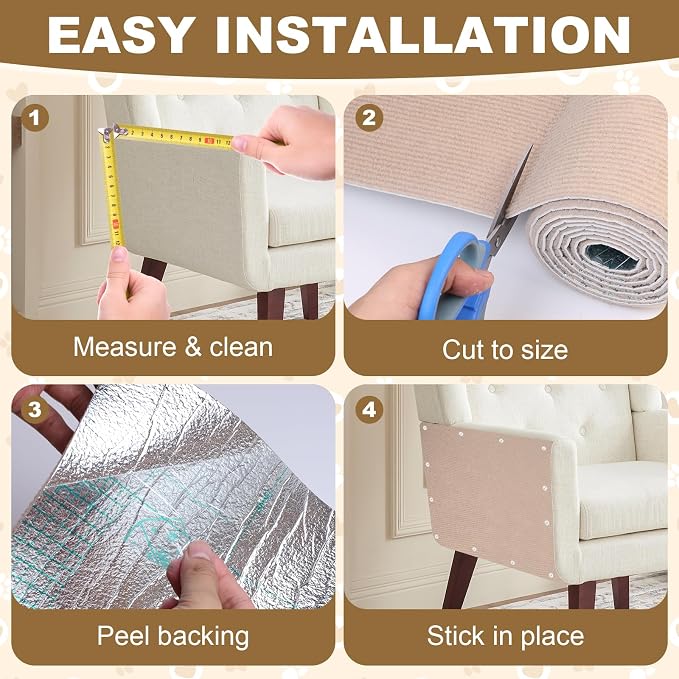 78.7"x15.8" Cat Scratching Mat Self Adhesive Furniture Protector Trim Fit | Stop Cat Scratching Furniture With Thick Felt Protector, Strong Adhesive, Easy Trim, Protects Couch Sofa Wall Instantly