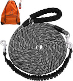 Long Dog Leash with Reflective Threads 15FT 20FT 30FT 50FT,Heavy Duty Bungee Dog Leashes for Small Medium Large Breed Dogs,Shock Absorbing Training Leash for Walking,Hunting,Camping&Yard