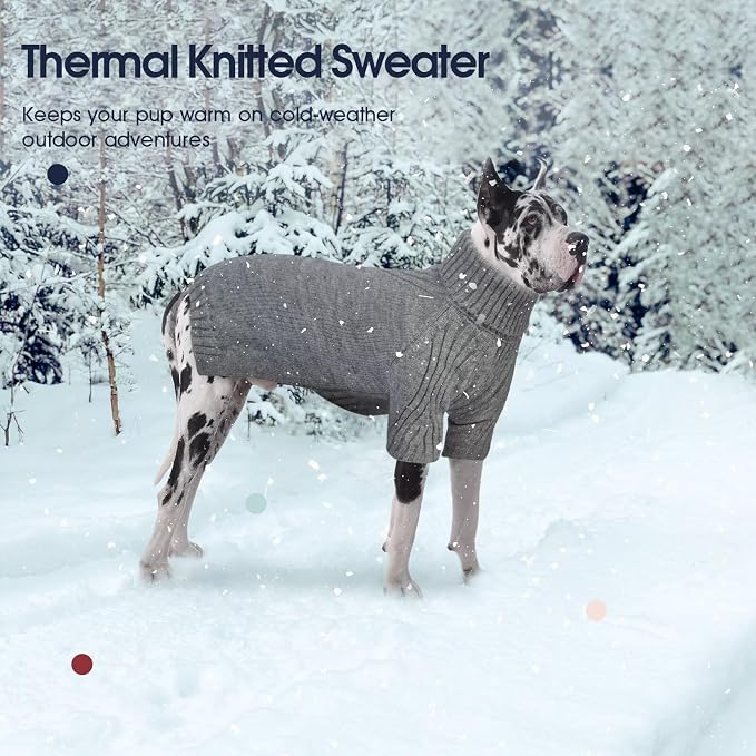 IECOii Turtleneck Dog Sweater, Thermal Knitted Sweater for Small Medium Dogs Girl Boy, Stretchy Fit Warm Pullover Pet Sweaters for Cold Weather Indoor & Outdoor Knitwear, Dachshund (Light Grey, M)