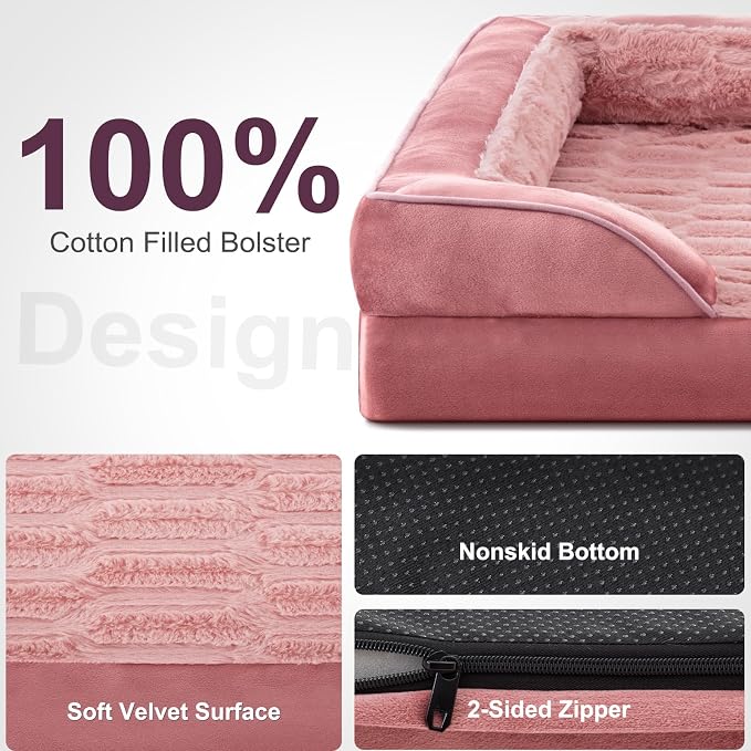 FURTIME Orthopedic Dog Bed for Medium Size Dog, Waterproof Dog Beds, 35x25x6.5 Supportive Foam Pet Couch Bed with Removable Washable Cover and Nonskid Bottom