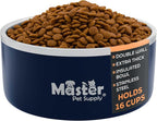 Master Pet Supply Stainless Steel Dog Bowls - 128 oz, Heavy Duty - Navy Blue, Double Wall Extra-Thick Insulated, Non-Slip Pet Water Bowl for Dogs, Cats & Pets, Anti Rust Metal, Dish Washer Safe