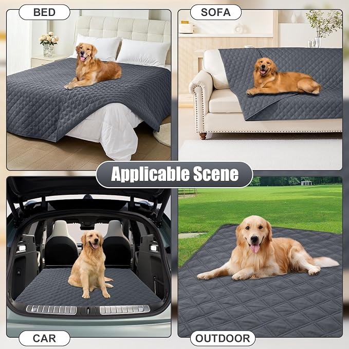 Smiry Waterproof Reversible Pet Couch Covers for Dogs | Pet Friendly, Soft Fabric, Washable Sofa Furniture Protector for Dogs Cat Kids, Checkered (40"x70", Dark Grey/Dark Grey)