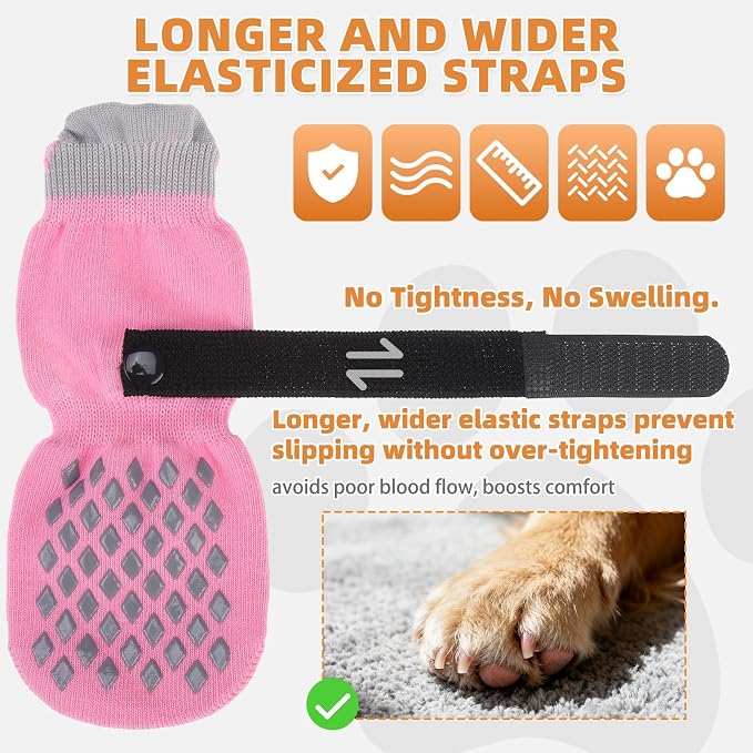 KOOLTAIL Non Slip Dog Socks Shoes to Prevent Licking Paws and Scratching, Winter Pet Booties for Cold Pavement & Hardwood Floors, Dog Grip Booties for Small Medium Large Senior Dogs