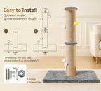 5-Inch Thick Sisal Cat Scratching Post, 36" Tall Tower, Gray | Cat Scratch Tower with Top Platform, Extra-Stable 20.8×15.9" Base, Durable Cat Scratcher, For Indoor Cats