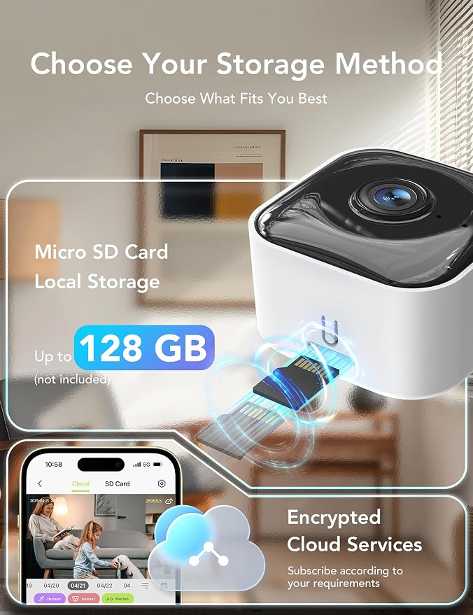 GNCC 2K Indoor Security Camera for Home Wireless, Pet Camera 2.4g/5g WiFi | Mini Dog Cam with Phone App, Motion Detection, Works w/Alexa, Cloud & SD Card Storage, Fixed View, Plug-in