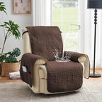 Quilted Recliner Chair Covers, Soft Lazy Boy Chair Covers, Water-Repellent Recliner Covers, Pet Friendly Chair Cover for Dogs Cats, Washable Furniture Sofa Protector (Recliner 22", Brown)