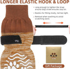 PUPTECK Anti Slip Dog Socks, Shoes with Grippers to Prevent Licking Hardwood Floors Traction, Rubber Boots & Paw Protectors for Small Medium Large Dogs Cold/Hot Pavement, Senior Dogs Booties Khaki