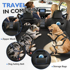 Truck Back Seat Extender for Dogs - Dog Seat Cover Back Seat for Trucks with Hard Bottom, Waterproof Anti Scratch Dog Travel Hammock for F150 RAM Silverado Sierra Tundra, Black