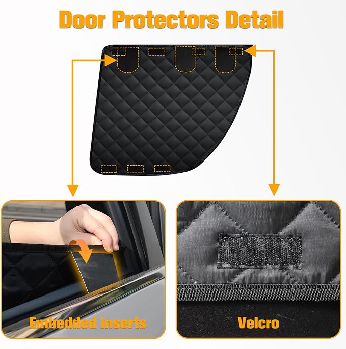 PETICON Dog Seat Covers for Tesla Model 3 & Y Back Seat with 2 Pack Door Protectors, 100% Waterproof Dog Hammock for Tesla with Mesh Window & Headrest Protection Prevents Scratches and Scuffs
