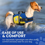Dog Life Jacket — Premium Swim Vest with SafeChin Anti-Choke Collar | PAWS Aboard Blue & Yellow | RapidLift Rescue Handle, D-Ring, Reflective Trim | Boating, Kayaking, Pool | XX-Small (Under 6 lbs)