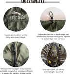 Dog Lightweight Windbreaker, Dog Outdoor 4-Legs Jacket, 0.5 lbs,Durable Water Repellent, Hooded, Easy on/Off with Collar and Harness, Reflective, Packable,Dark Olive -Large (Male)