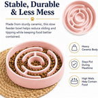 Ceramic Slow Feeder Dog Bowl 1.5 Cup Puzzle Dish for Small Medium Dogs | Glazed ceramic maze bowl with 1.5-cup capacity for dry or wet food, sized for small and medium dogs