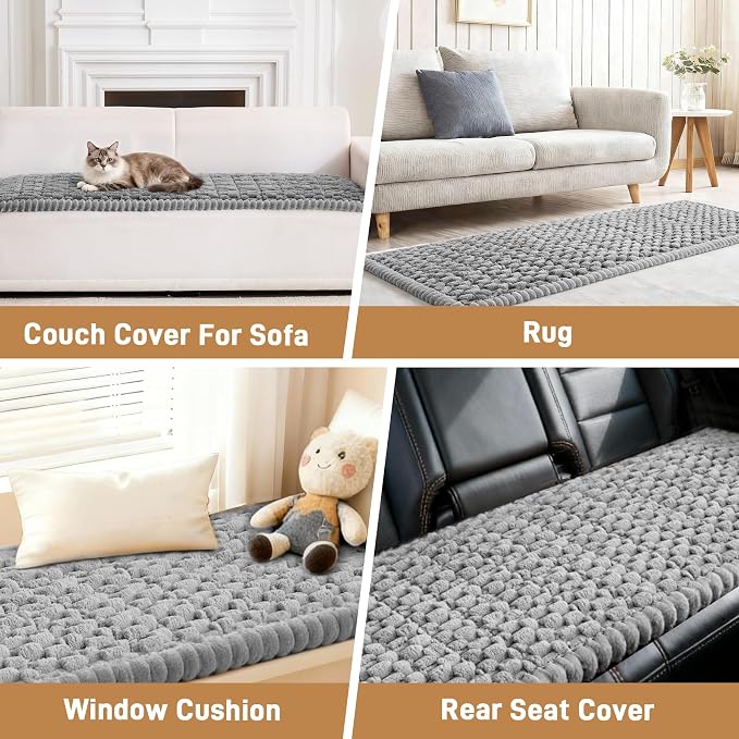 Plush Couch Cover for Dogs Non Slip Pet Sofa Protector, Ultra Soft Washable Couch Cover for Pets, Anti-Slip Backing Furniture Protector for Cats & Dogs, Fits Standard & L-Shape Sofas (3 Sizes)