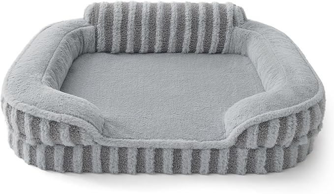 LE SURE Cute Cozy High Back Orthopedic Dog Beds Large Sized Dog,35" Grey | Waterproof Pet Bed with Sides, Aesthetic Comfy Egg-Crate Foam Pet Couch Sofa, Removable Washable Cover, Non-Slip Bottom