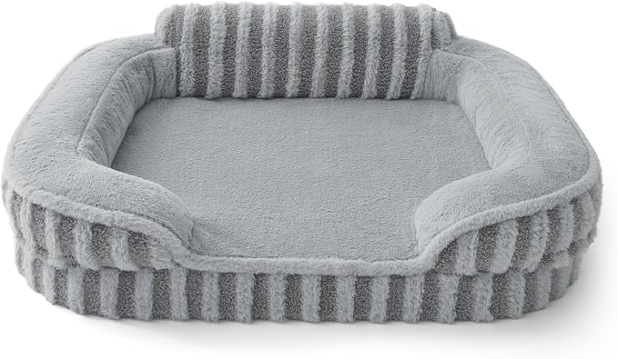 LE SURE Cute Cozy High Back Orthopedic Small Dog Bed with Sides, 24" Grey | Waterproof Pet Bed with Sides, Aesthetic Comfy Egg-Crate Foam Pet Couch Sofa, Removable Washable Cover, Non-Slip Bottom