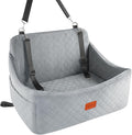 Wooaidagg Dog Car Seat for Medium & Large Dogs Up to 55lbs, Memory Foam Cushion, Washable Cover, Safety Straps & Non-Slip Base(Grey,Large)