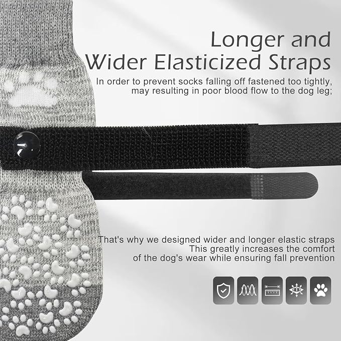 EXPAWLORER Anti Slip Dog Socks to Prevent Licking Paws, Dog Shoes for Hot Pavement, Dog Booties for Small Medium Large Senior Dogs, Traction Control Boots & Paw Protectors for Hardwood Floors