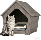Cat Litter Box Enclosure Furniture, Hidden Litter Box with Air Holes, Cat Houses for Outdoor Cats, Wide Opening Design for Easy Cleaning, Grey