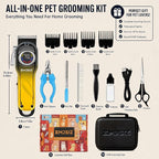 Dog Clippers for Grooming Thick Hair, Pet Grooming Kit with Carry Case | LCD Display • USB-C Charging • 180-Min Runtime • Low Noise • Carrying Case • Metal Housing