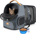 Morpilot Expandable Cat Carrier Backpack for Small Dogs & Cats Up to 12lbs, Breathable Mesh Pet Travel Backpack with Safety Leash, Foldable Airline Approved Carrier for Hiking Camping Outdoor, Grey