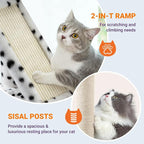 Allewie 81 Inches Tall Cat Tree/Multi-Level Large Climbing Tree House and Towers for Big Feline/Condo and Hammock/Scratching Post/Wide Base/White & Black Spot